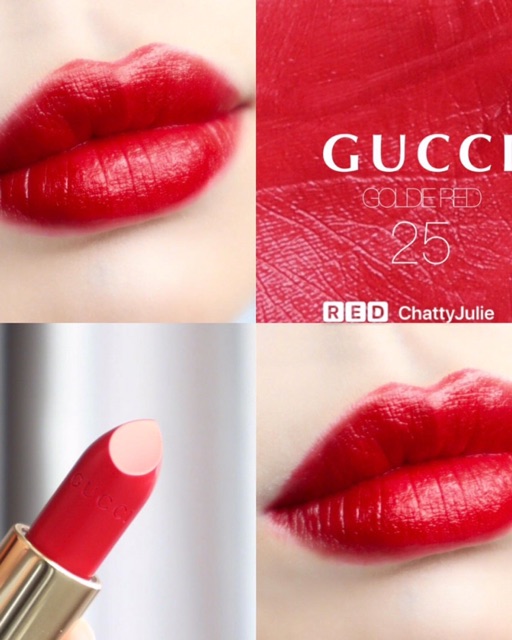 Son Gucci Rouge À Lèvres Satin Lipstick -25 Goldie red - Mỹ phẩm hàng hiệu  cao cấp USA, UK | Ali Son Mac